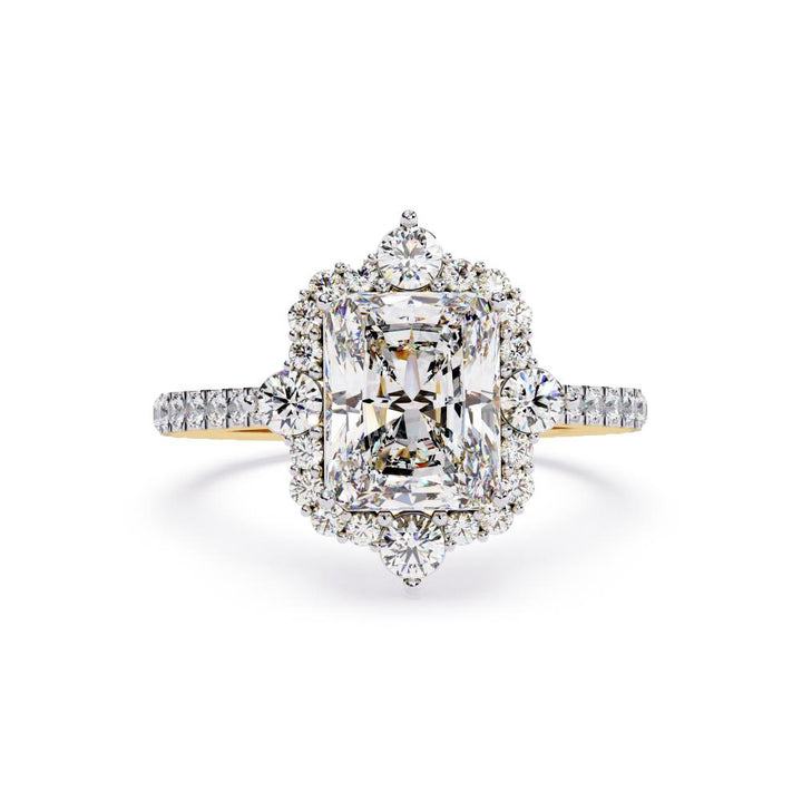 Radiant Fancy Halo With Pave Band Engagement Ring