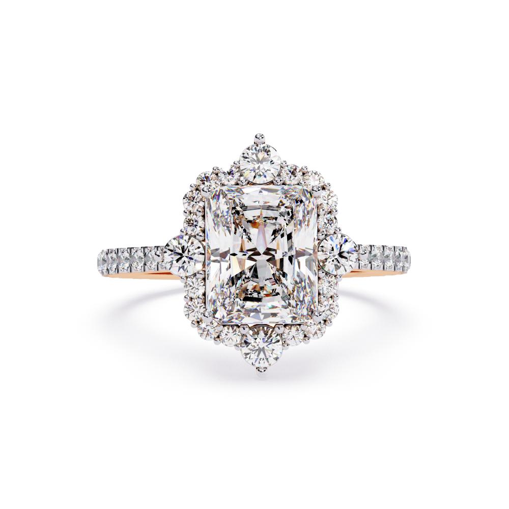 Radiant Fancy Halo With Pave Band Engagement Ring