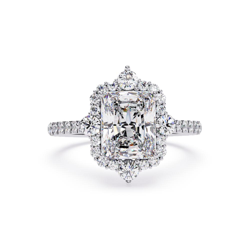 Radiant Fancy Halo With Pave Band Engagement Ring