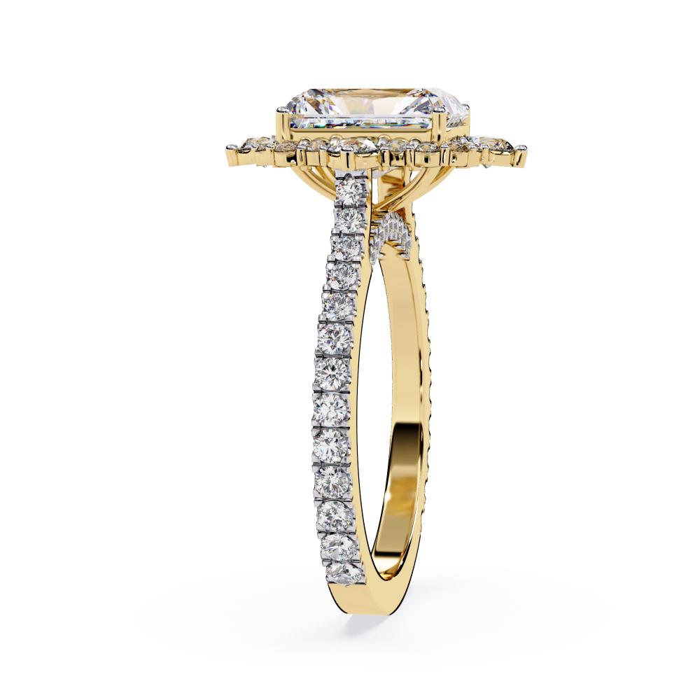 Radiant Fancy Halo With Pave Band Engagement Ring