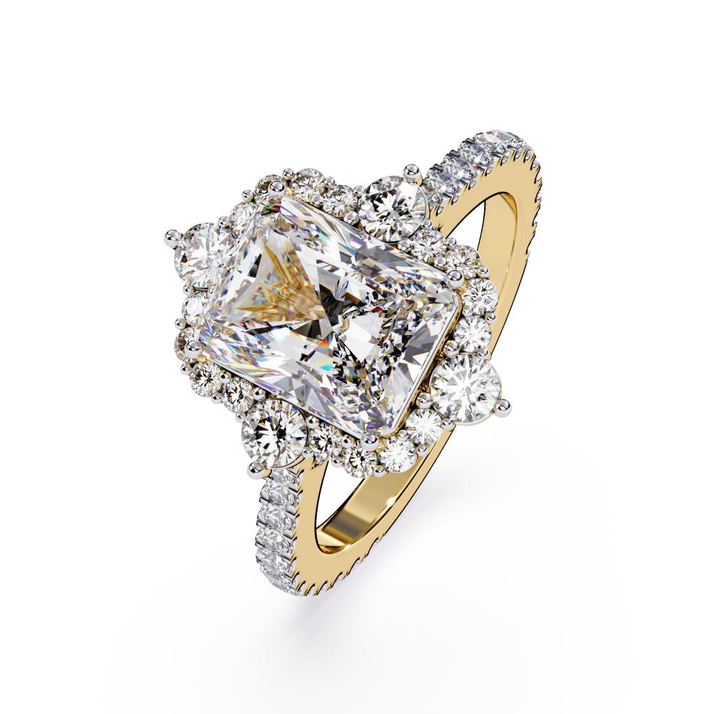 Radiant Fancy Halo With Pave Band Engagement Ring
