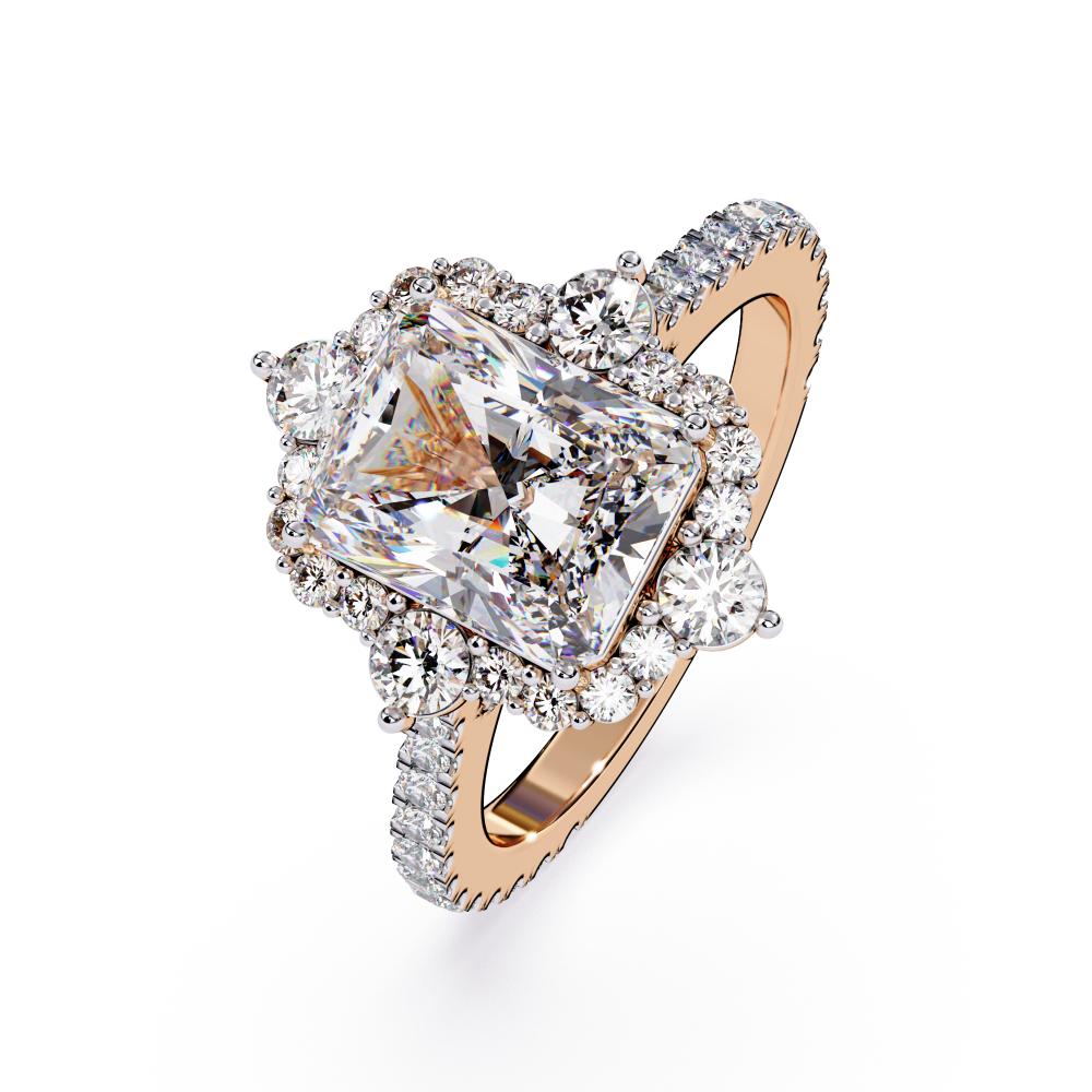 Radiant Fancy Halo With Pave Band Engagement Ring