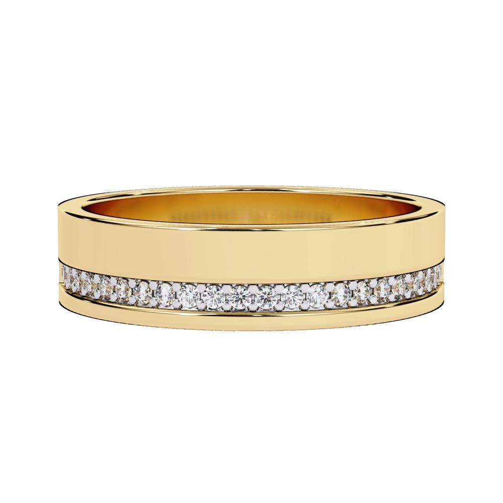 Diamond Grooved Comfort Fit Wedding Band