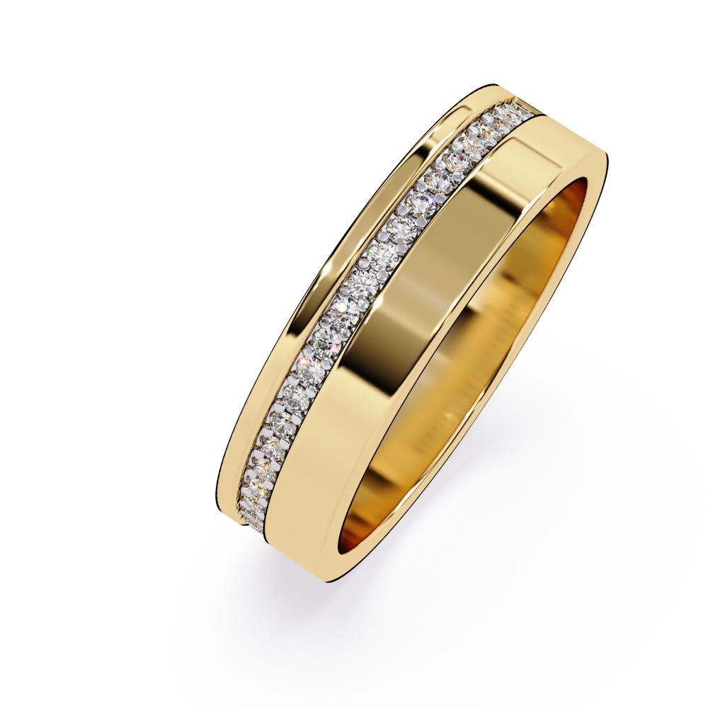 Diamond Grooved Comfort Fit Wedding Band