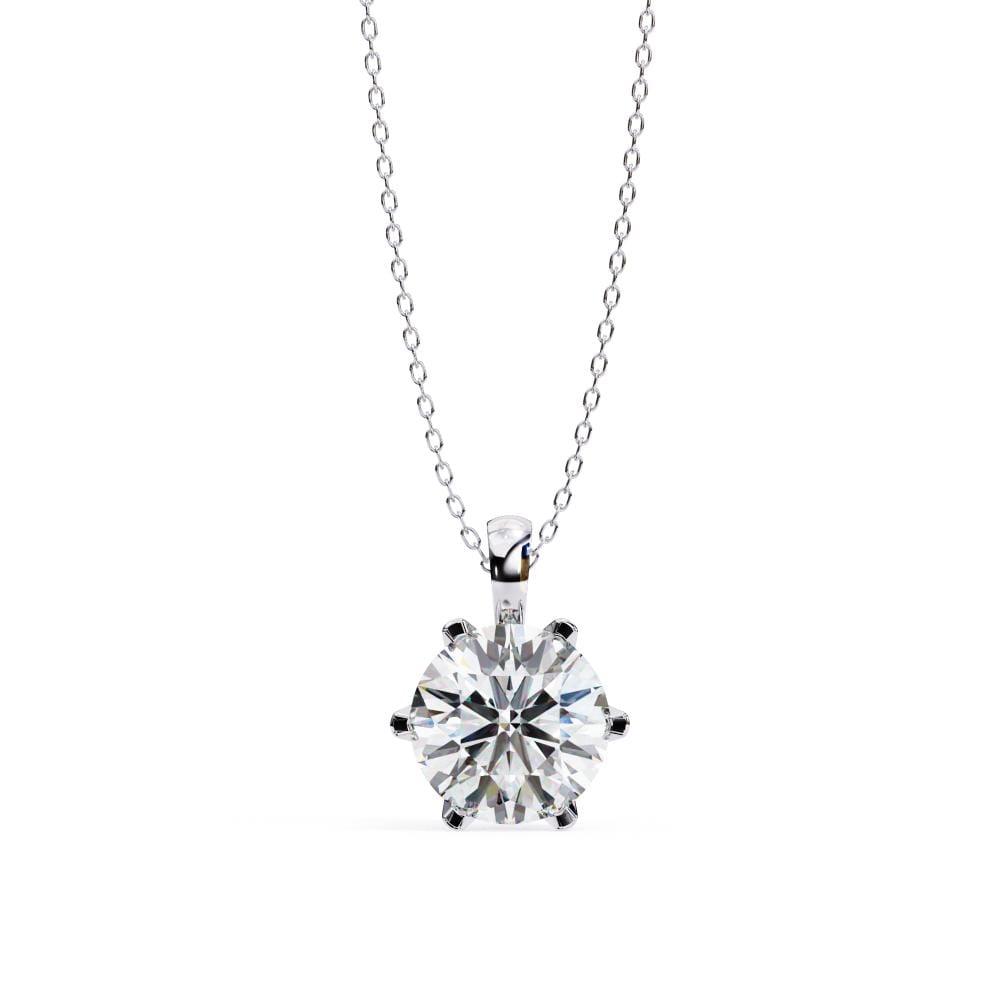Round V Shape Prong Pendant with Chain