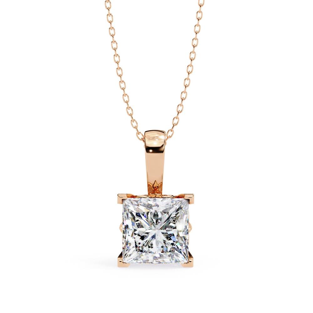 Princess solitaire embody prong pendant with chain