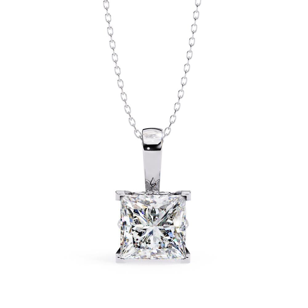 Princess solitaire embody prong pendant with chain