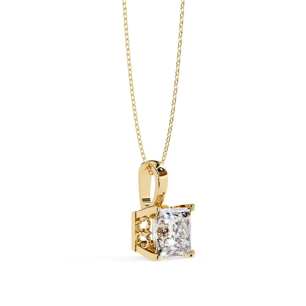 Princess solitaire embody prong pendant with chain