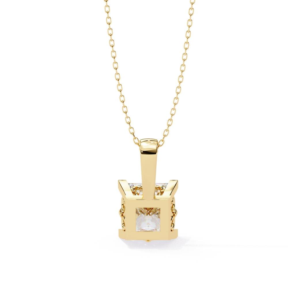 Princess solitaire embody prong pendant with chain
