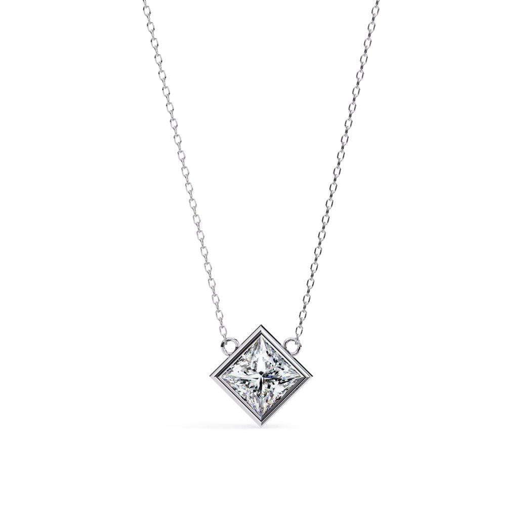 Princess Bezel Set Pendant with Chain