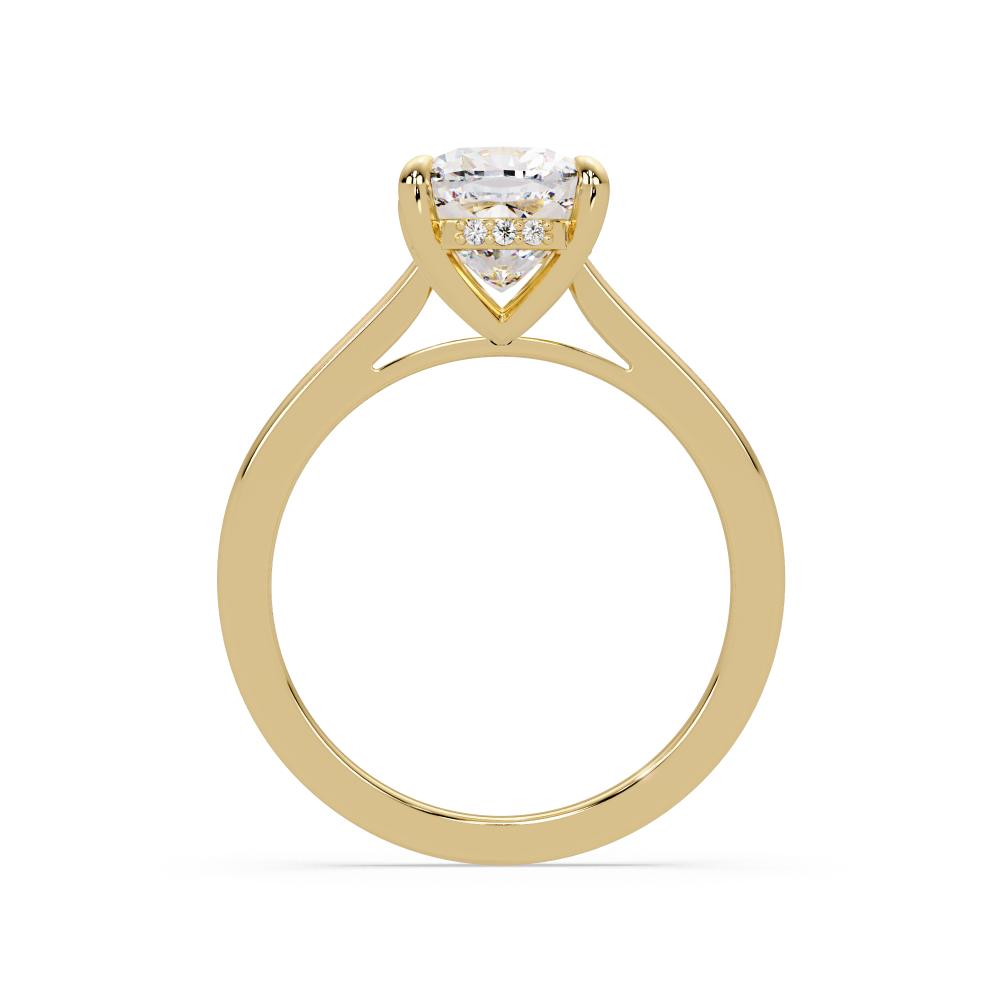 Cushion Solitaire Hidden halo Engagement Ring