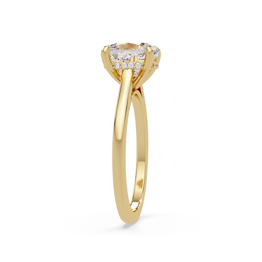 Cushion Solitaire Hidden halo Engagement Ring