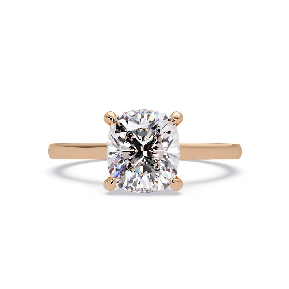 Cushion Solitaire Hidden halo Engagement Ring