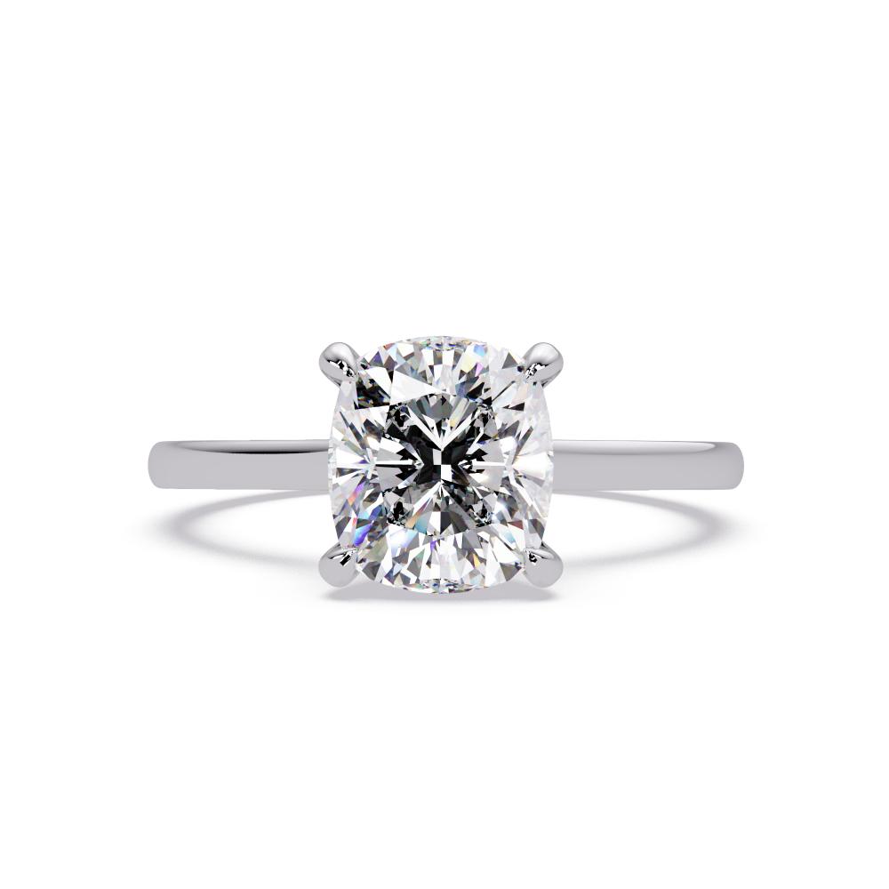Cushion Solitaire Hidden halo Engagement Ring