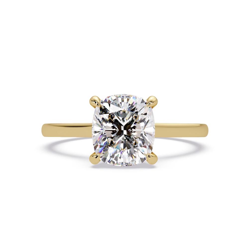 Cushion Solitaire Hidden halo Engagement Ring