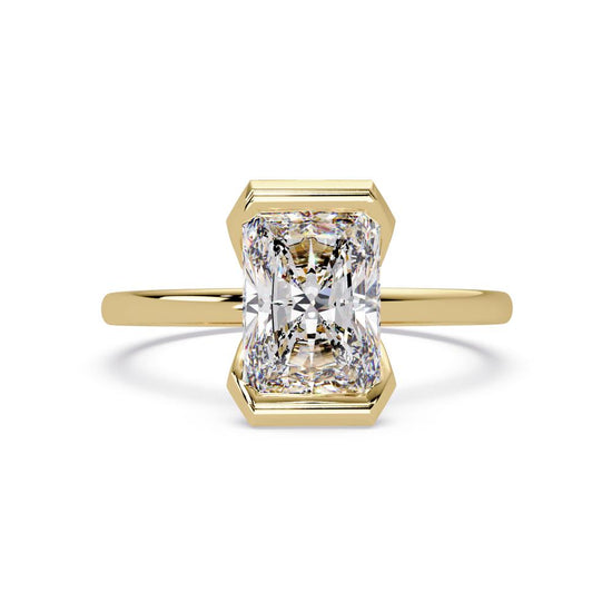 Radiant Half Bezel engagement ring