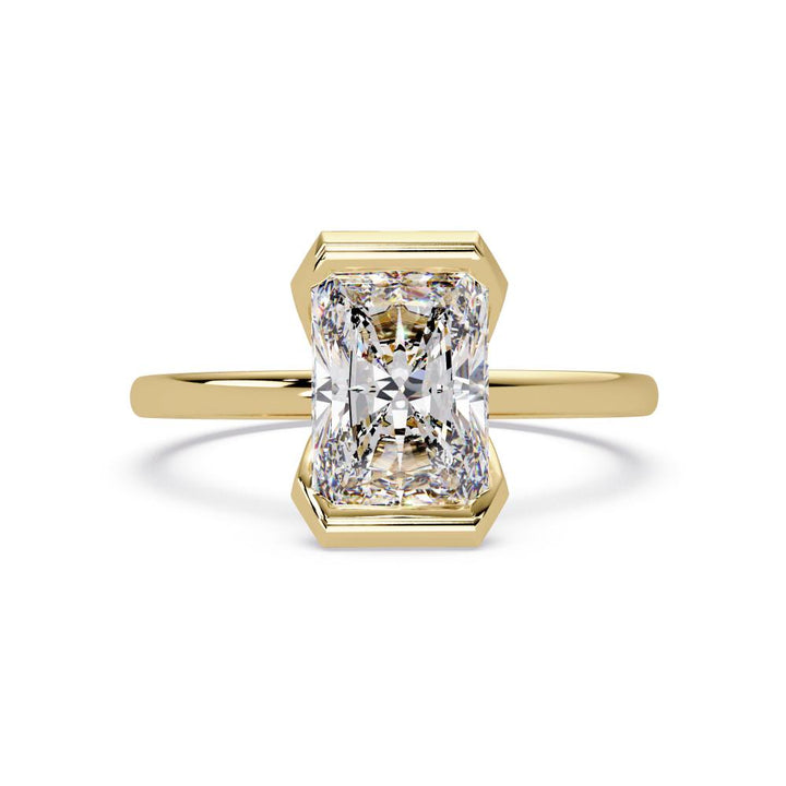Radiant Half Bezel engagement ring