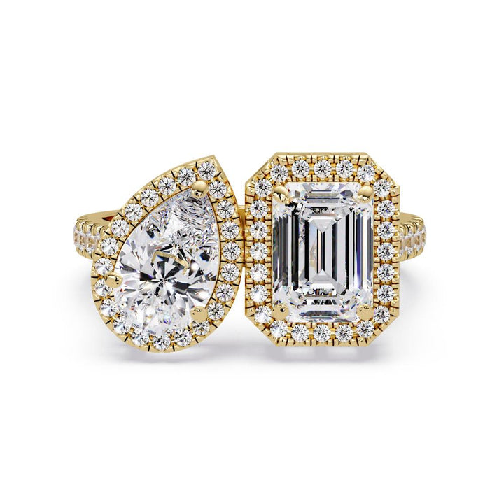 Toi et Moi Ring with Halo Setting