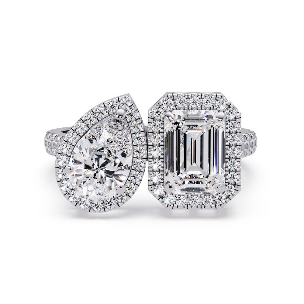 Toi et Moi Ring with Halo Setting