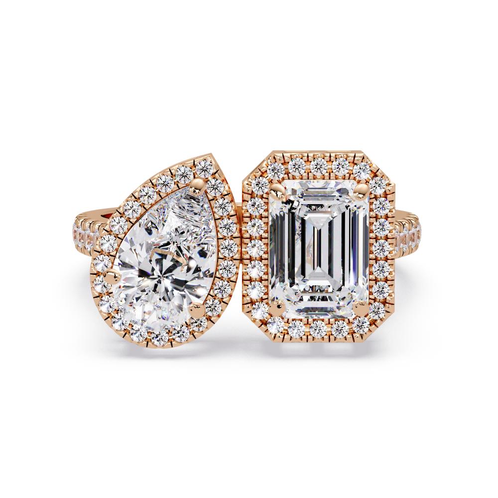 Toi et Moi Ring with Halo Setting