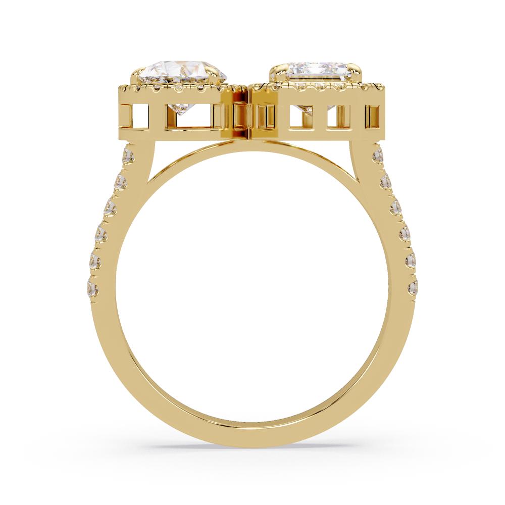 Toi et Moi Ring with Halo Setting