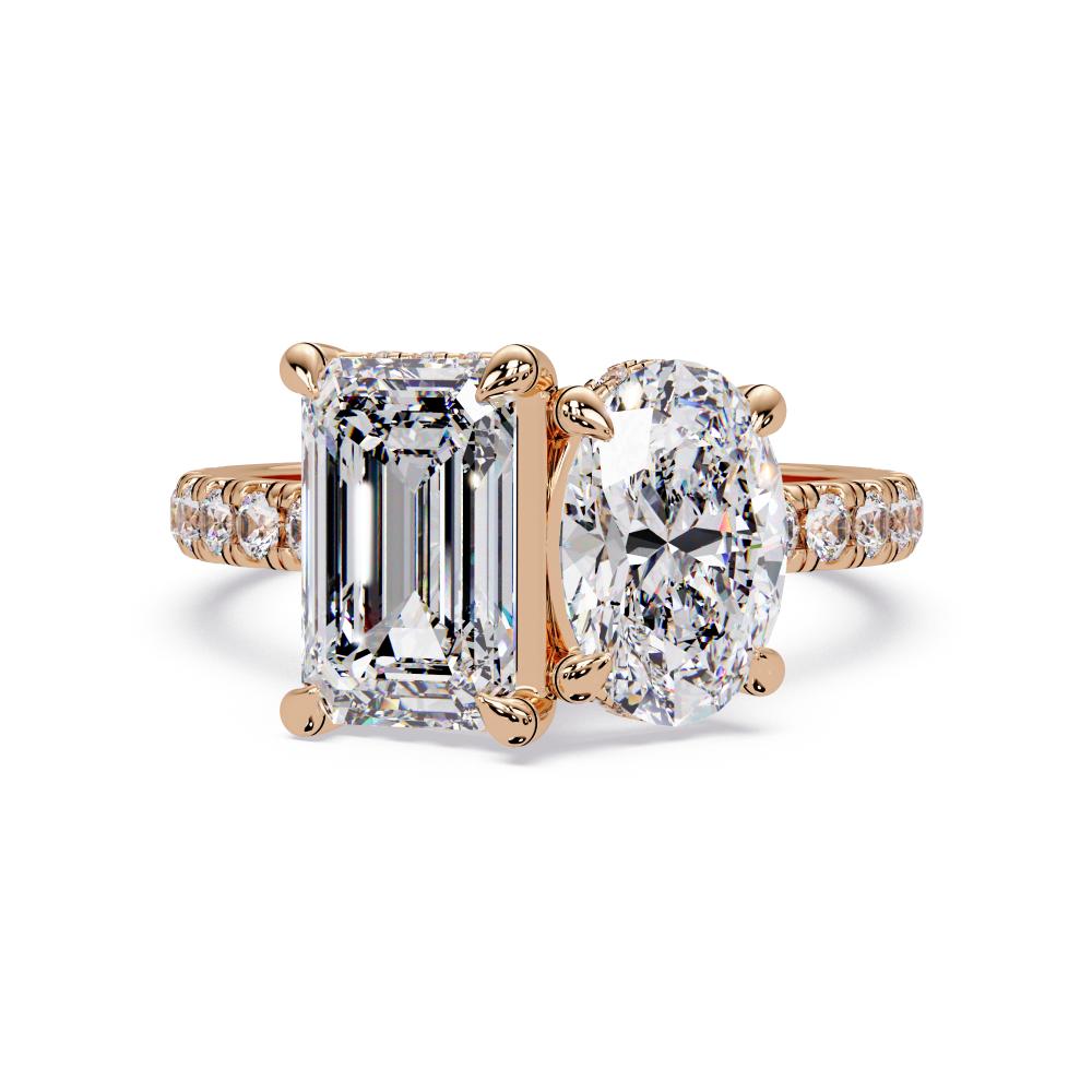 Toi et Moi Ring with Pave Band