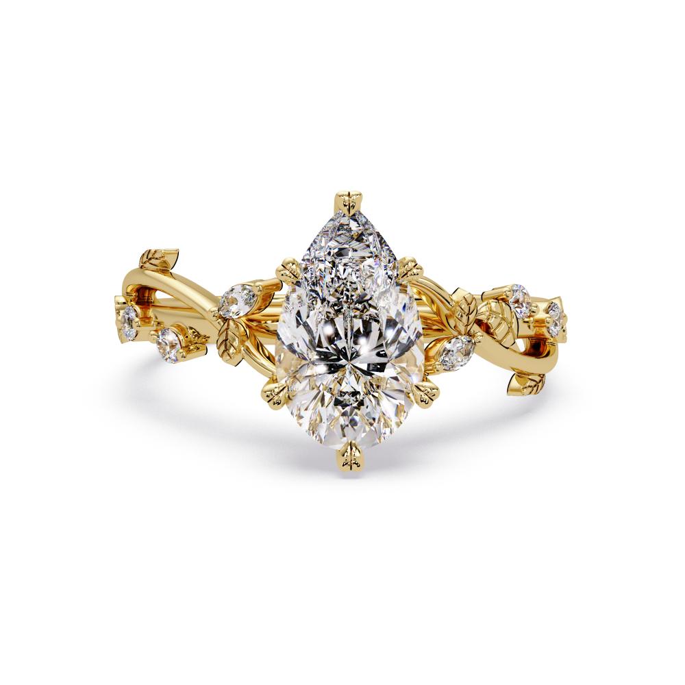 Pear Shaped Nature Inspired Engagement Ring
