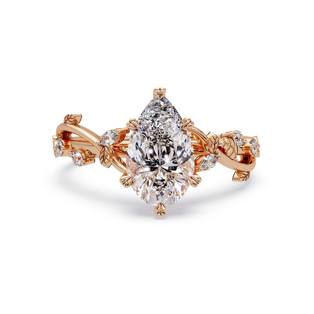Pear shaped Nature inspired Engagement Ring