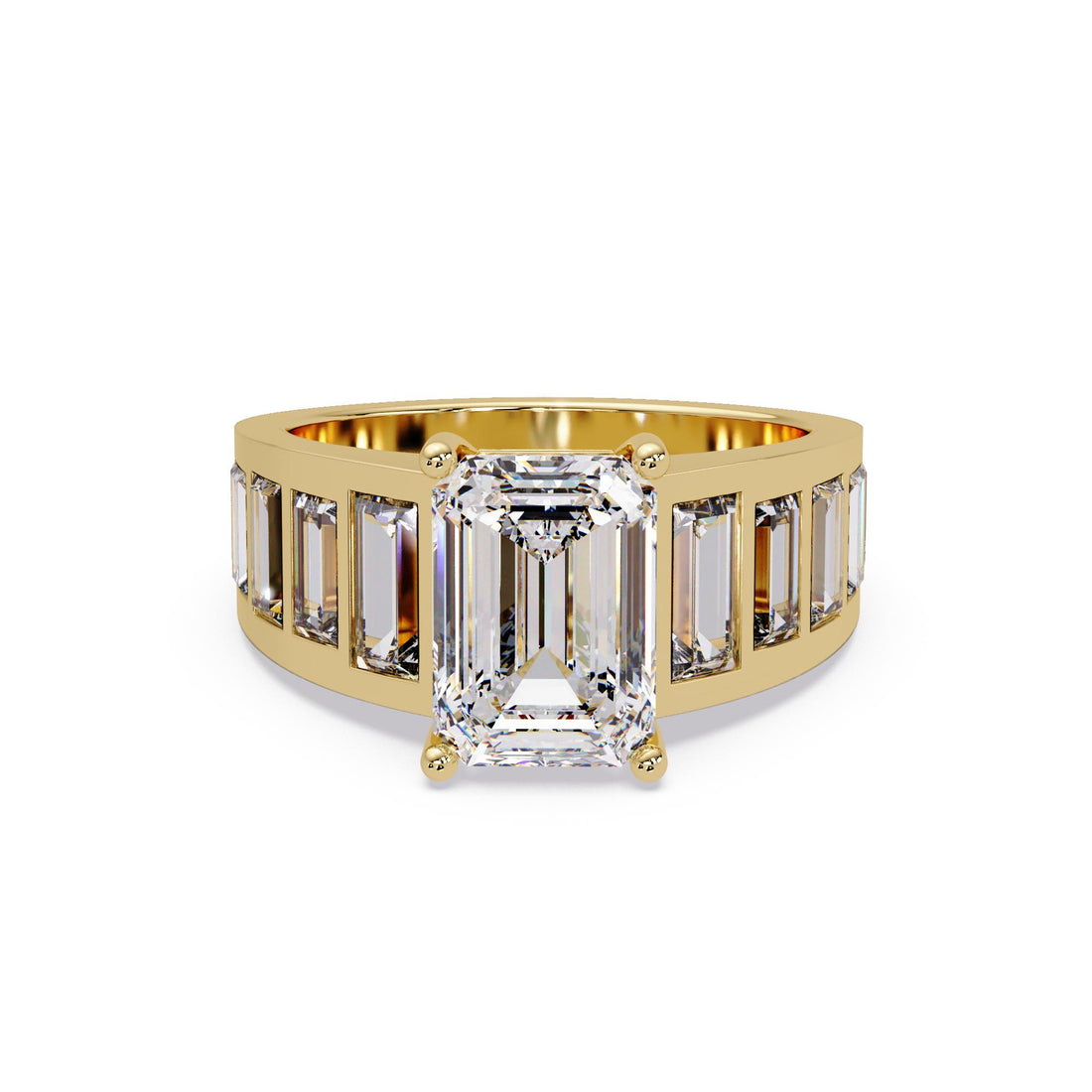 Emerald cut Diamond with Baguettes Engagement rings