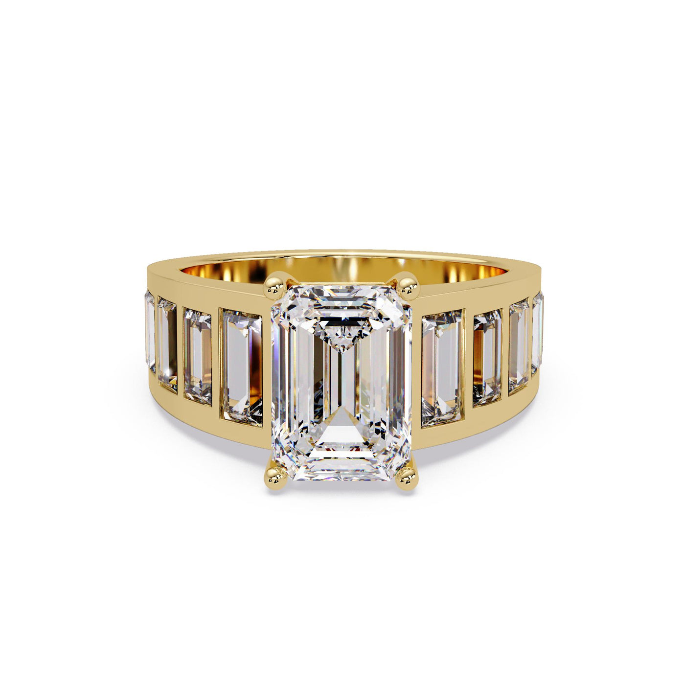Emerald cut Diamond with Baguettes Engagement ring