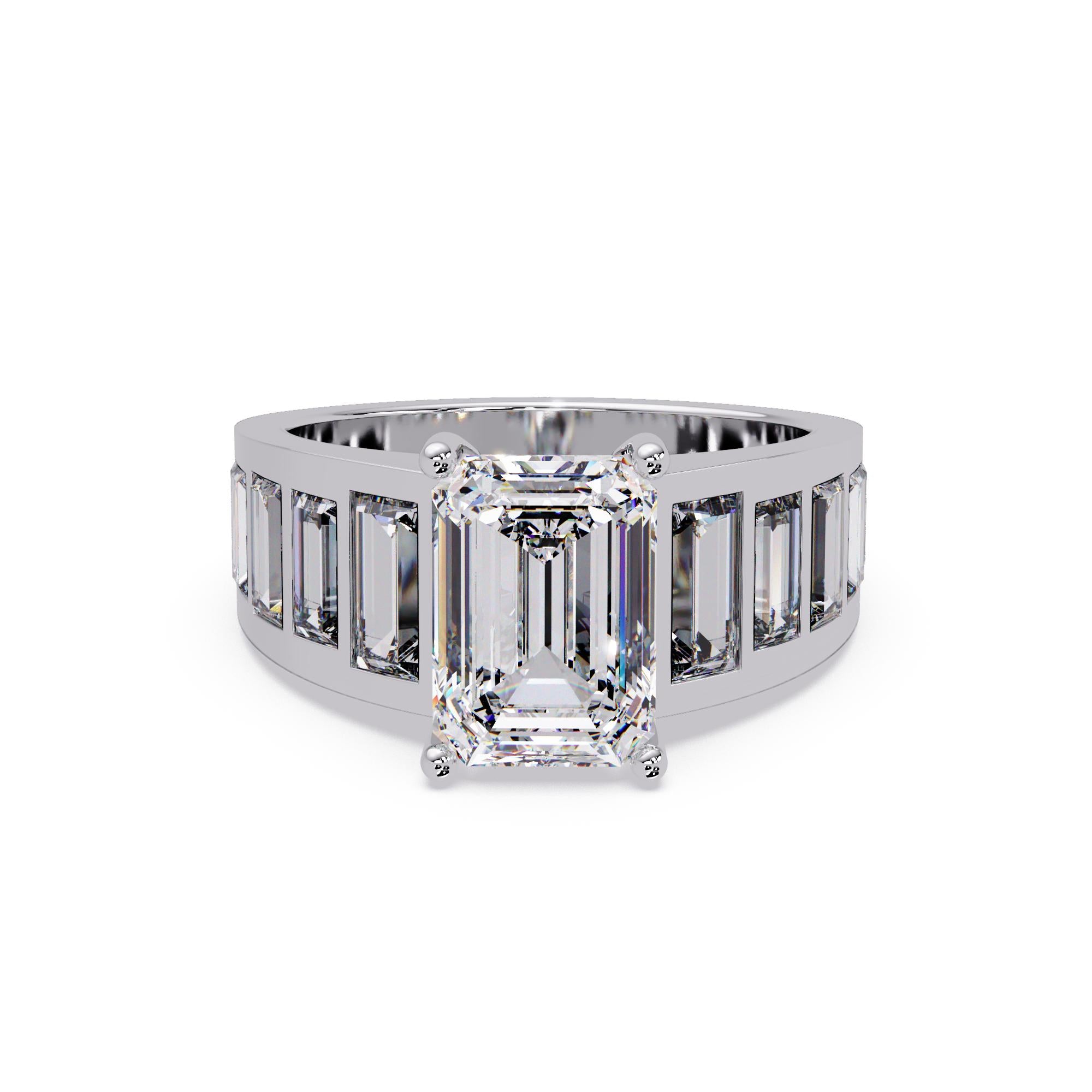 Emerald cut Diamond with Baguettes Engagement rings