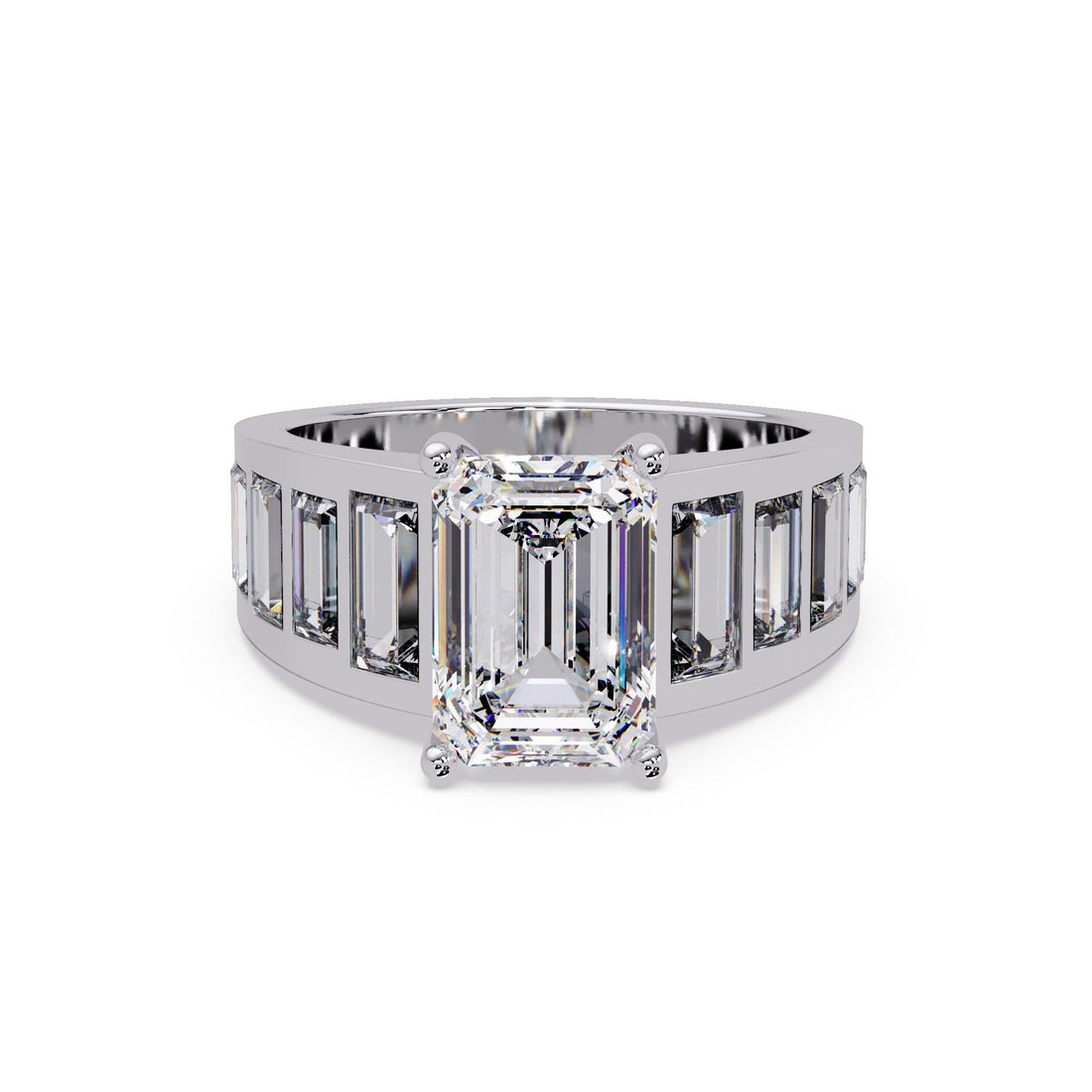 Emerald cut Diamond with Baguettes Engagement rings