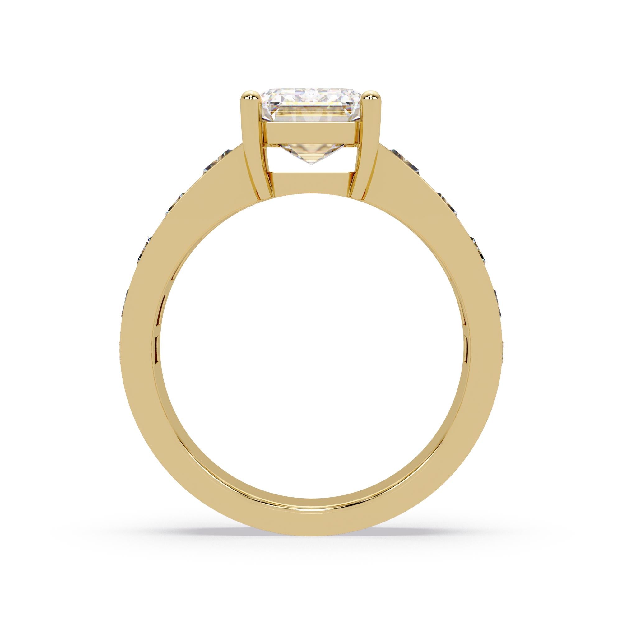 Emerald cut Diamond with Baguettes Engagement rings