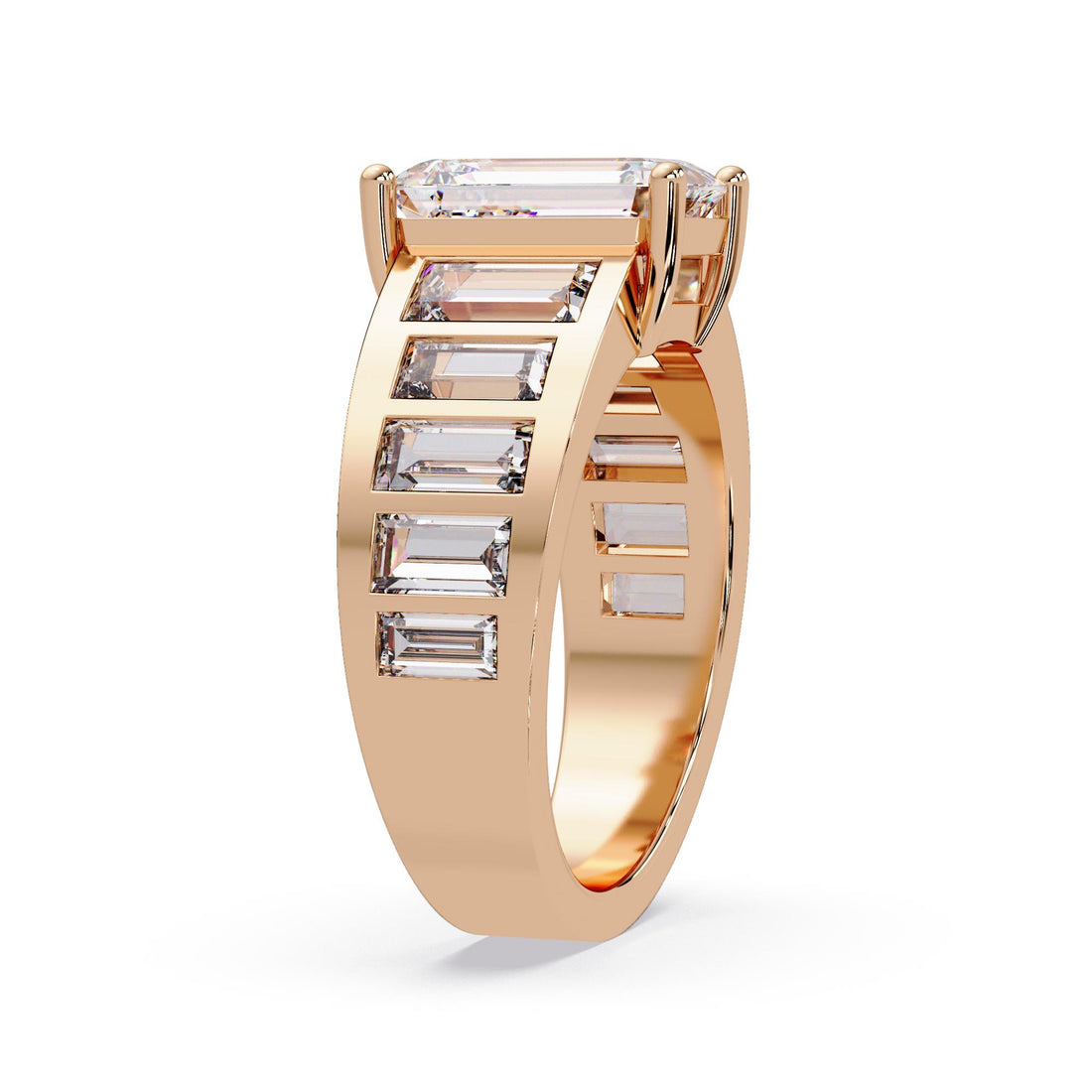Emerald cut Diamond with Baguettes Engagement rings