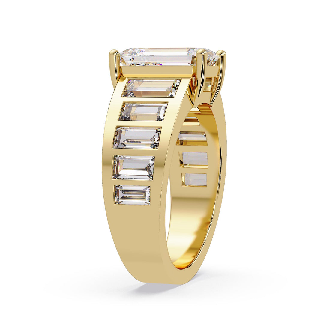Emerald cut Diamond with Baguettes Engagement rings