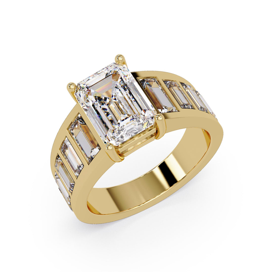 Emerald cut Diamond with Baguettes Engagement rings