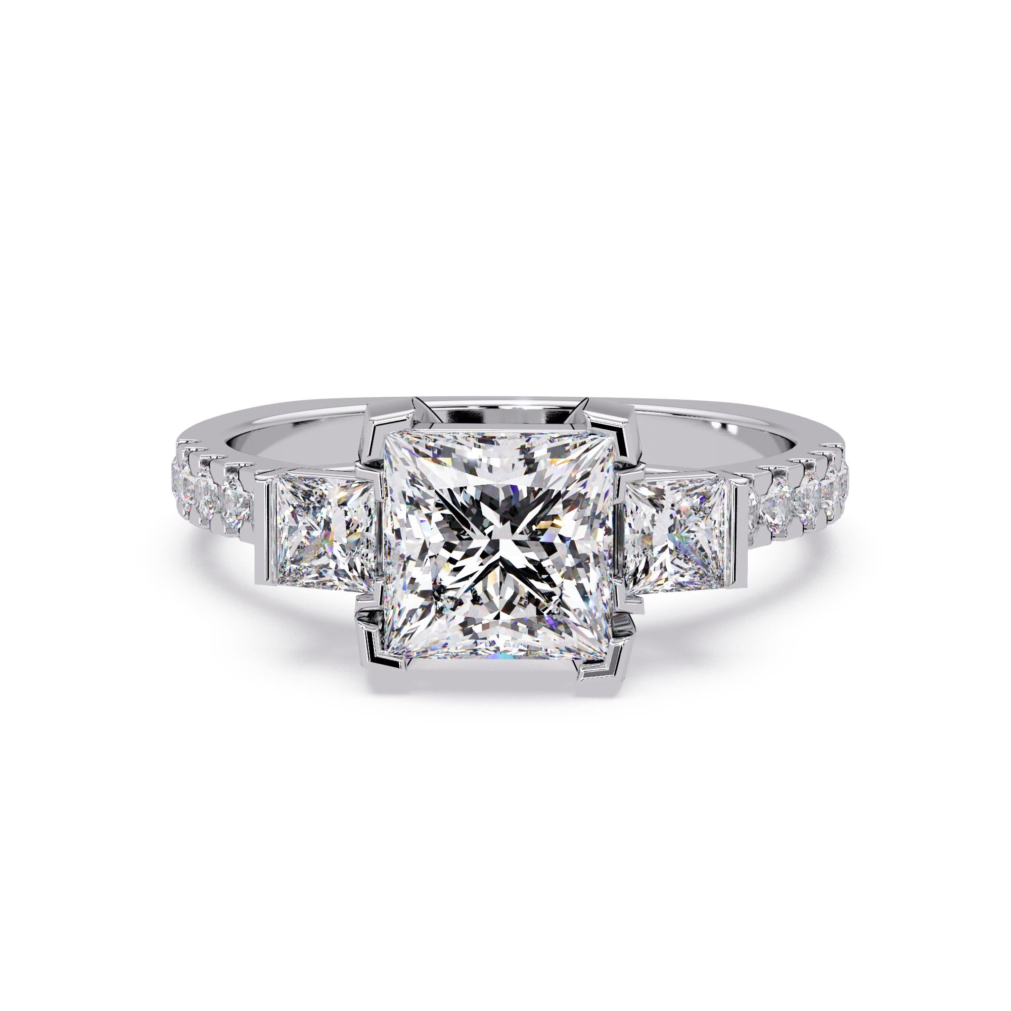 Three stone Princess cut Engagement rings