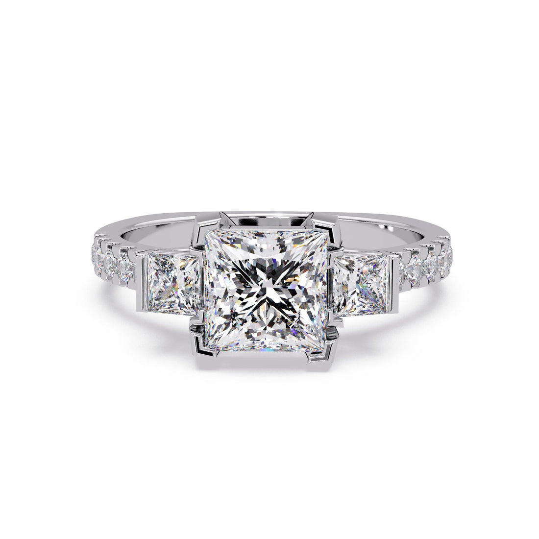 Three stone Princess cut Engagement rings