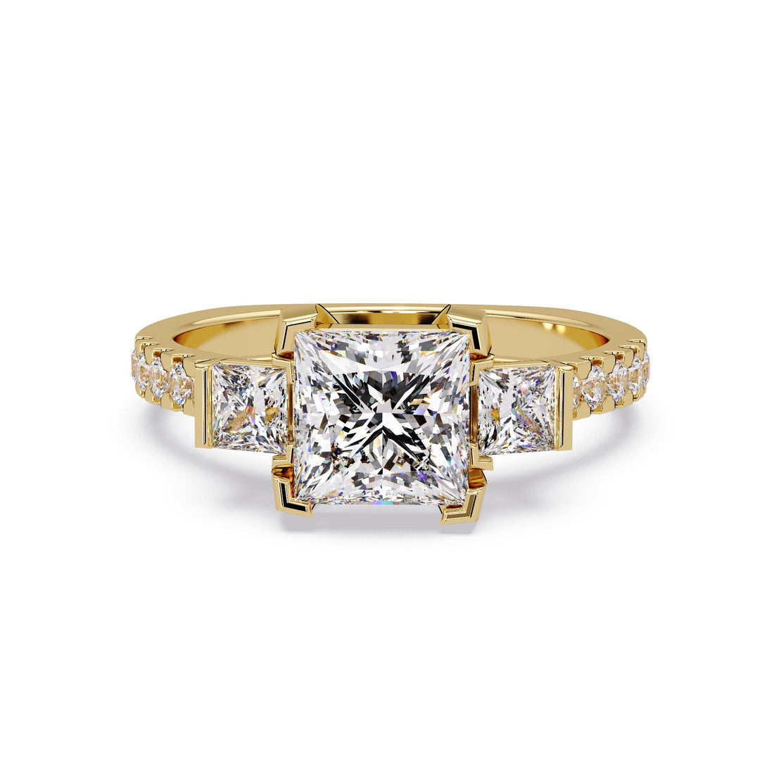 Three stone Princess cut Engagement rings