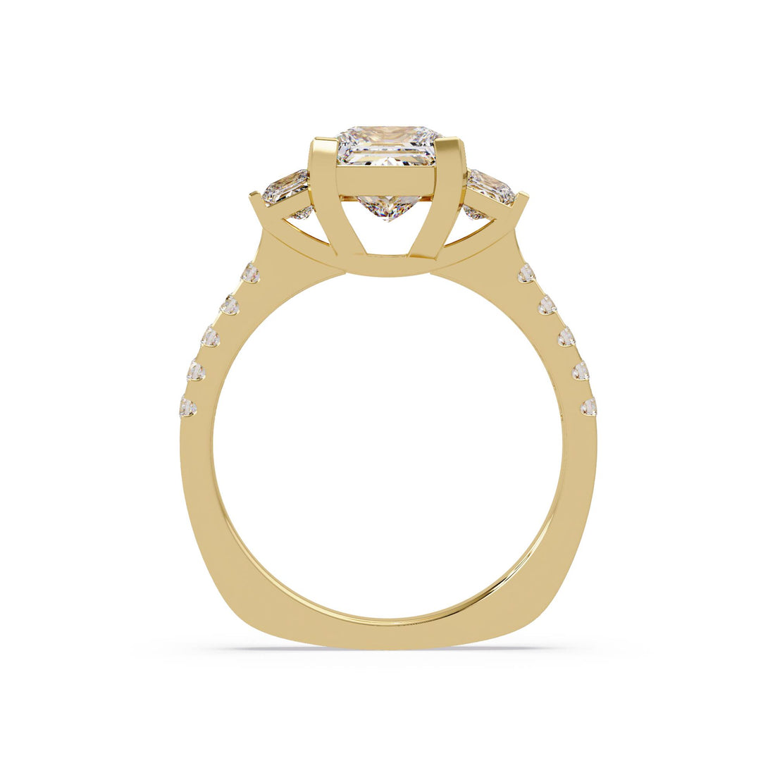 Three stone Princess cut Engagement rings