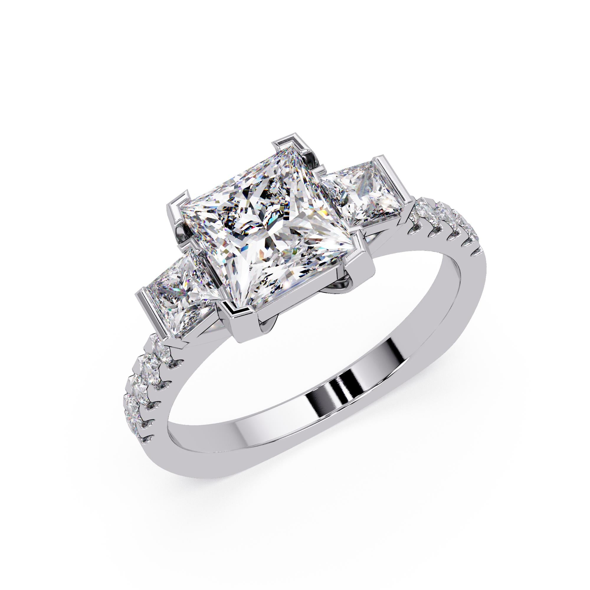 Three stone Princess cut Engagement rings