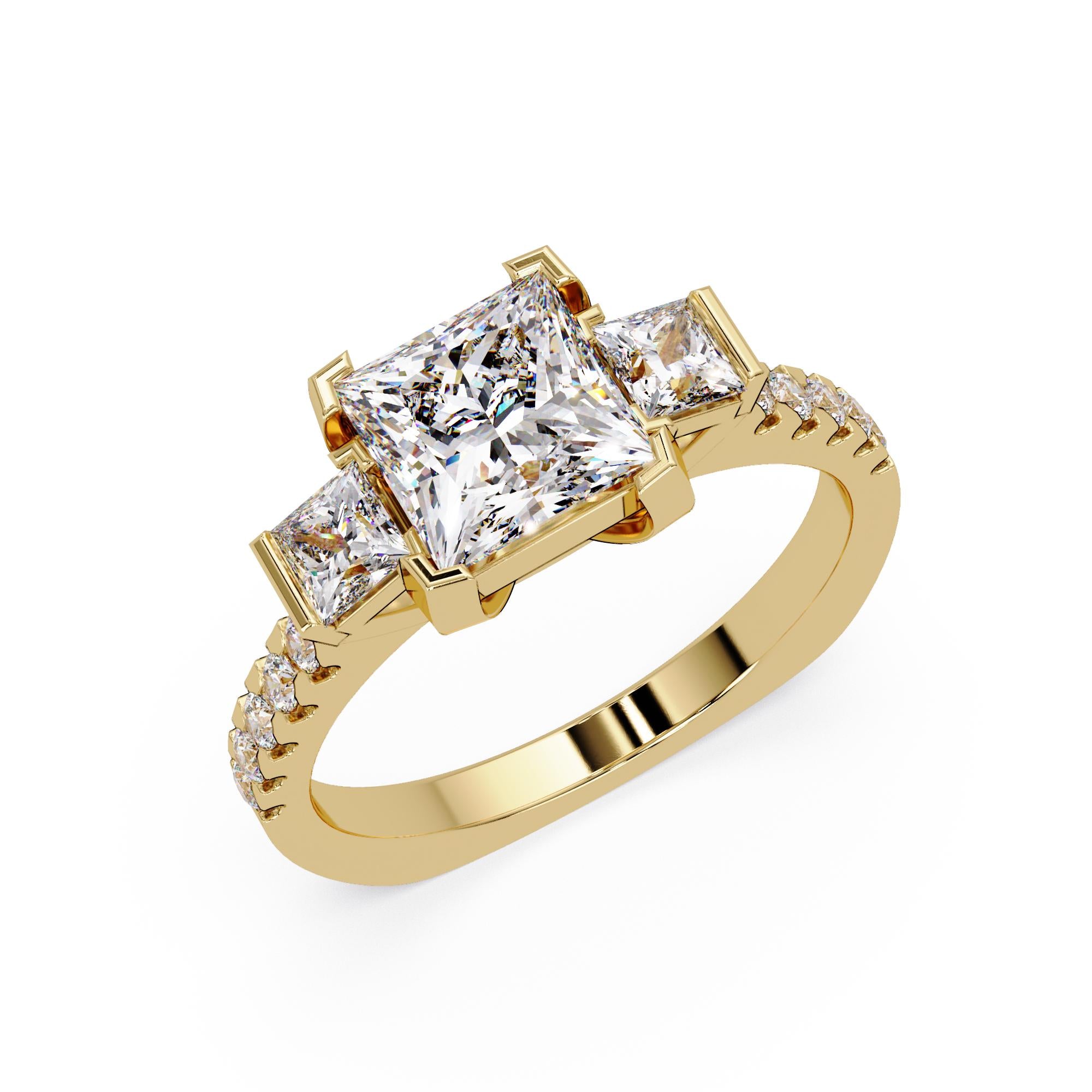Three stone Princess cut Engagement rings