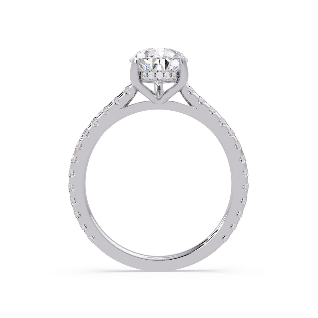 Hidden Halo Pear with Pave Engagement ring