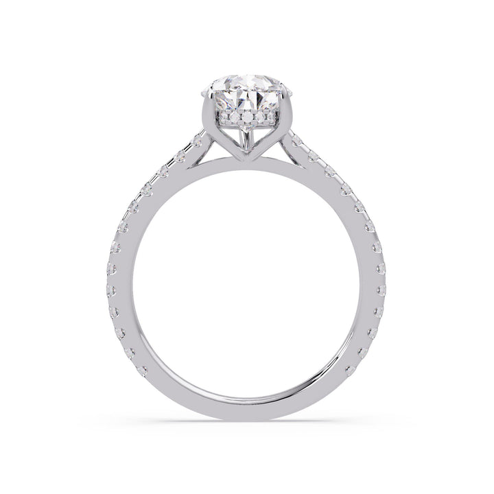 Hidden Halo Pear with Pave Engagement ring