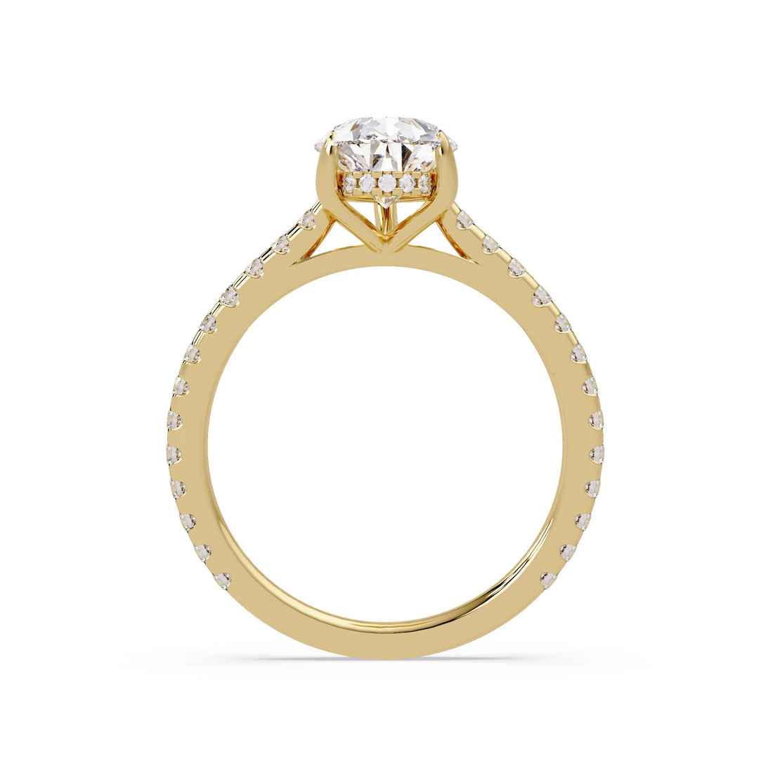 Hidden Halo Pear with Pave Engagement ring