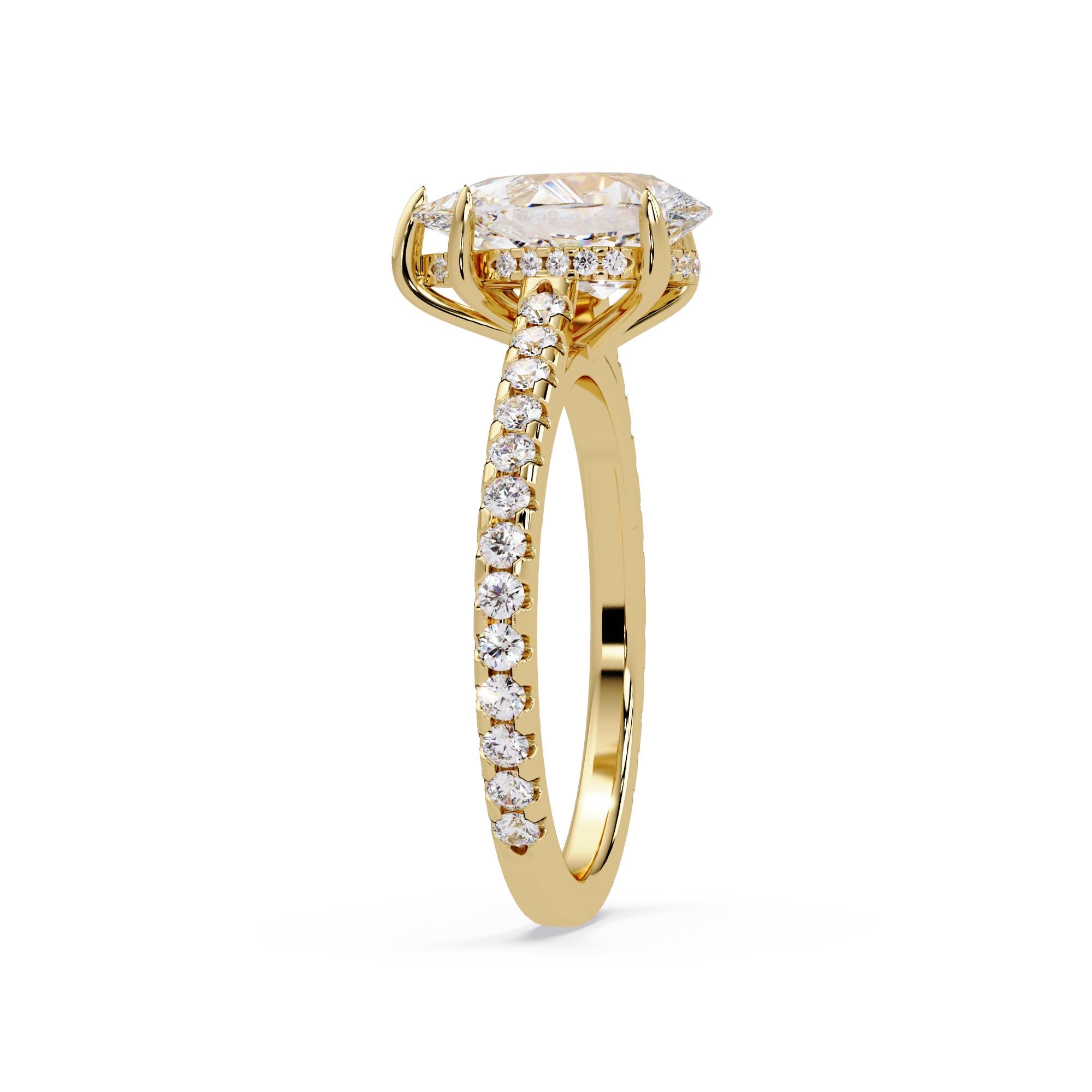 Hidden Halo Pear with Pave Engagement ring