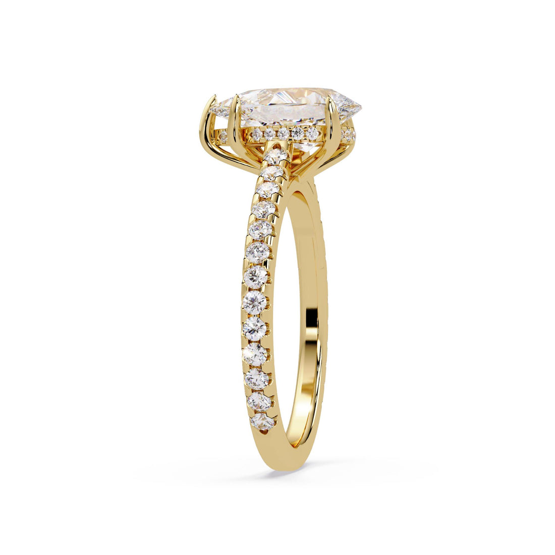 Hidden Halo Pear with Pave Engagement ring