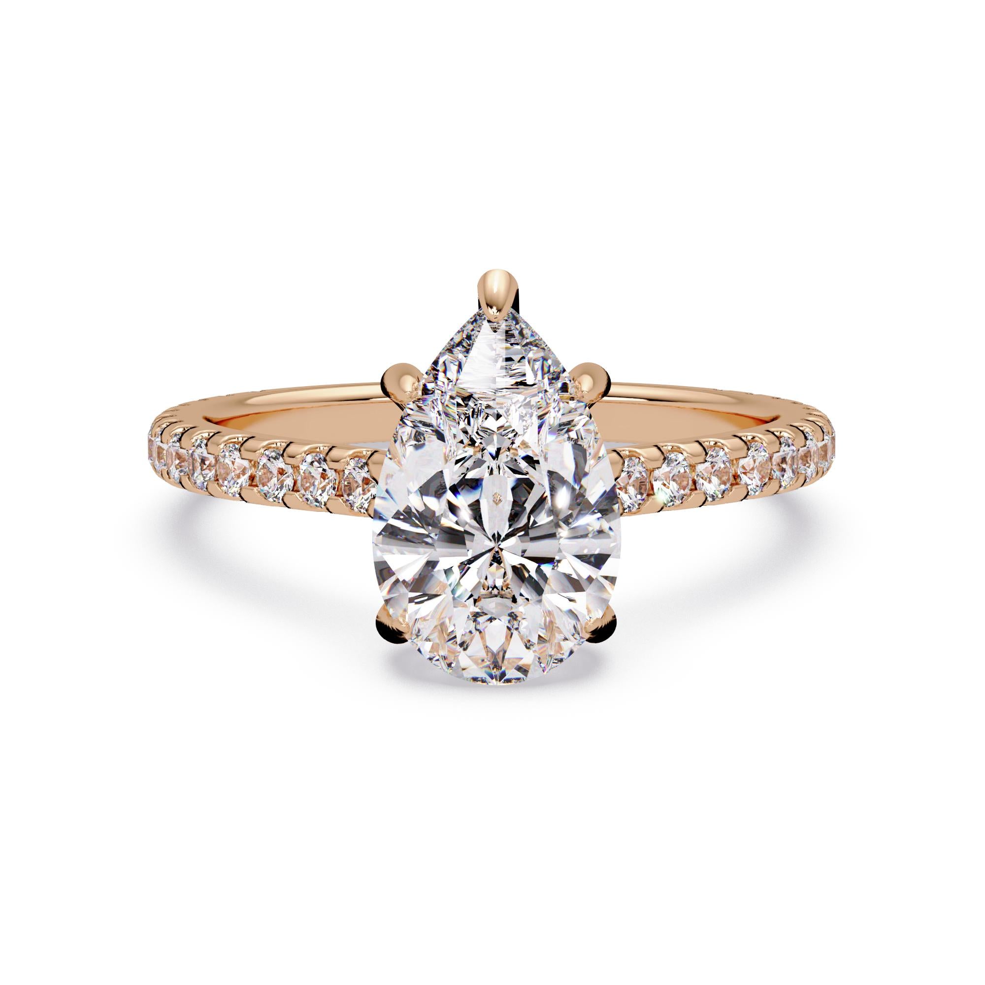 Hidden Halo Pear with Pave Engagement ring