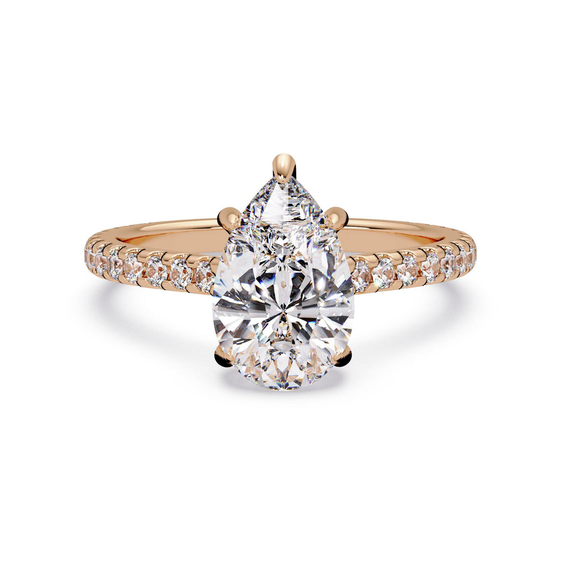 Hidden Halo Pear with Pave Engagement ring