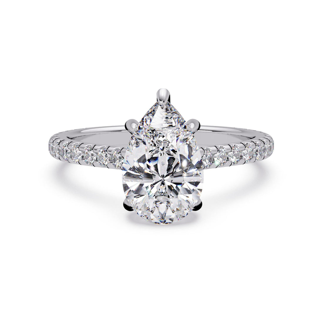Hidden Halo Pear with Pave Engagement ring